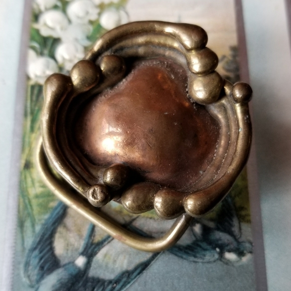 Vintage Accessories - Relisted -Vintage Brutalist belt buckle gold copper tone